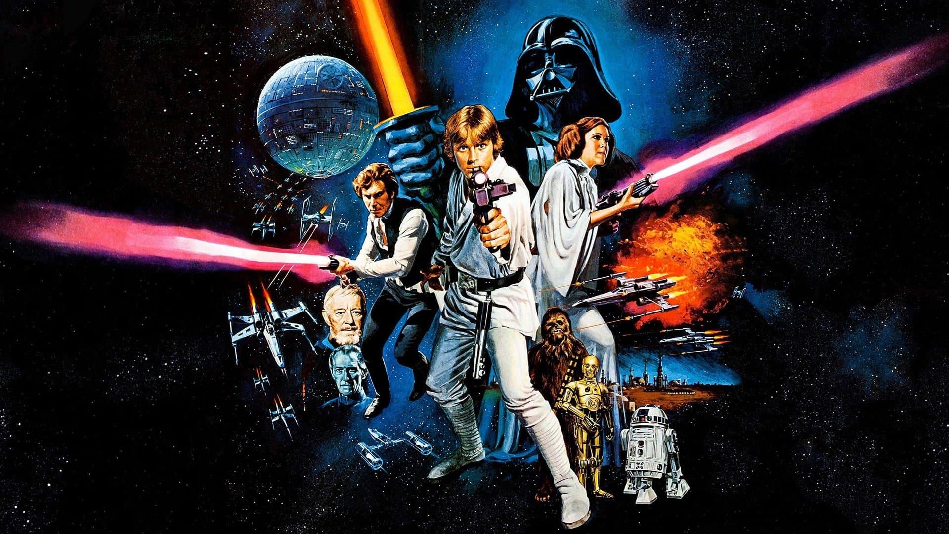 Póster oficial de la película La guerra de las galaxias. Episodio IV: Una nueva esperanza en alta calidad HD 4K