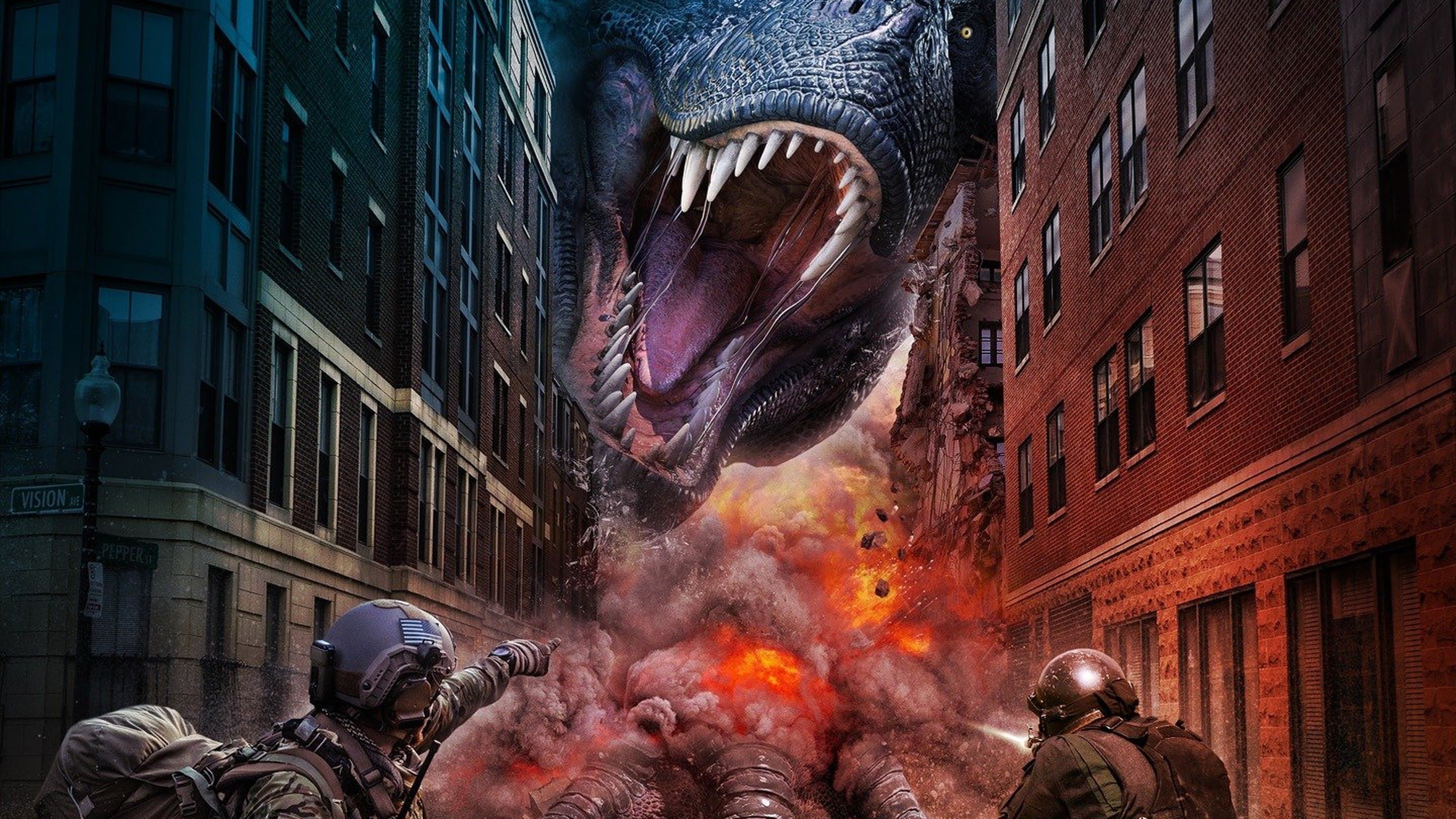 Póster oficial de la película El ataque de los dinosaurios en alta calidad HD 4K