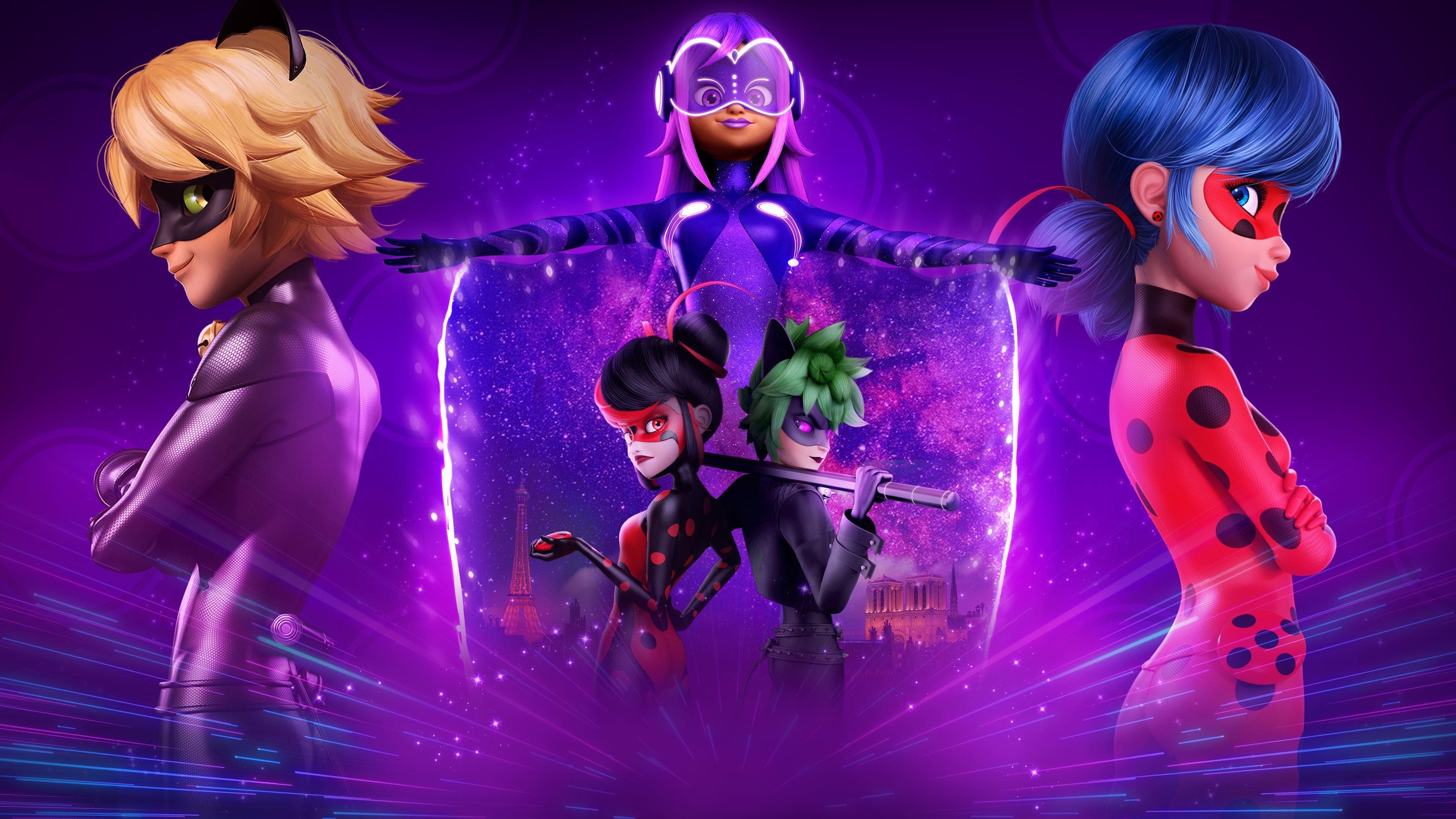 Póster oficial de la película Miraculous World: París, las aventuras de Shadybug y Claw Noir en alta calidad HD 4K