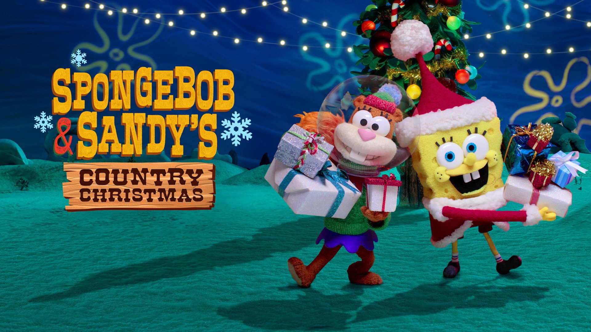 Póster oficial de la película La Navidad Campestre de Arenita y Bob Esponja  en alta calidad HD 4K