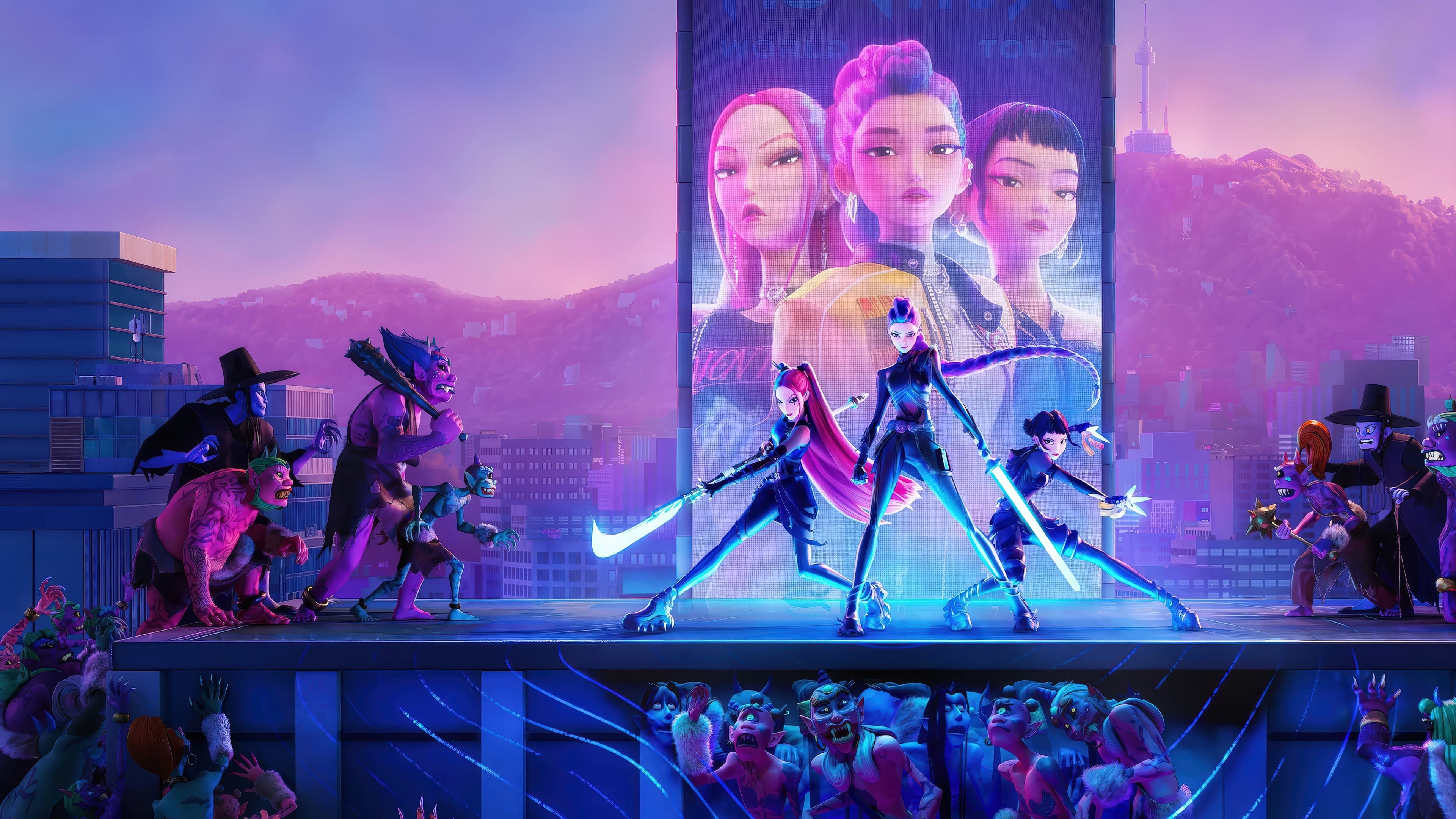 Póster oficial de la película Las guerreras k-pop en alta calidad HD 4K