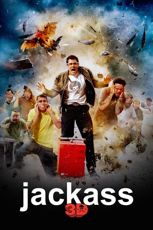 Póster oficial de la película Jackass 3D estrenada en 2010
